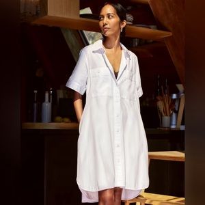 EVERLANE White Oversized Cotton Daytripper High-Low Shirt Dress - L